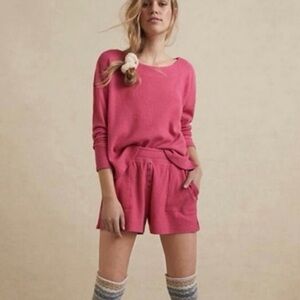 Anthropologie Saturday Sunday Women's Pink
Waffle Long Sleeve and Short Set XS